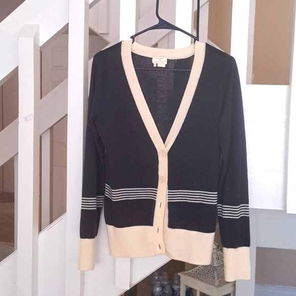 Kate Spade Navy and Beige, cashmere Blend button down Cardigan szM EUC - Picture 1 of 6